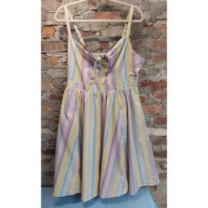 Torrid Womens Sun Dress Size 1X Pastel Striped Tie Front Smocked Back